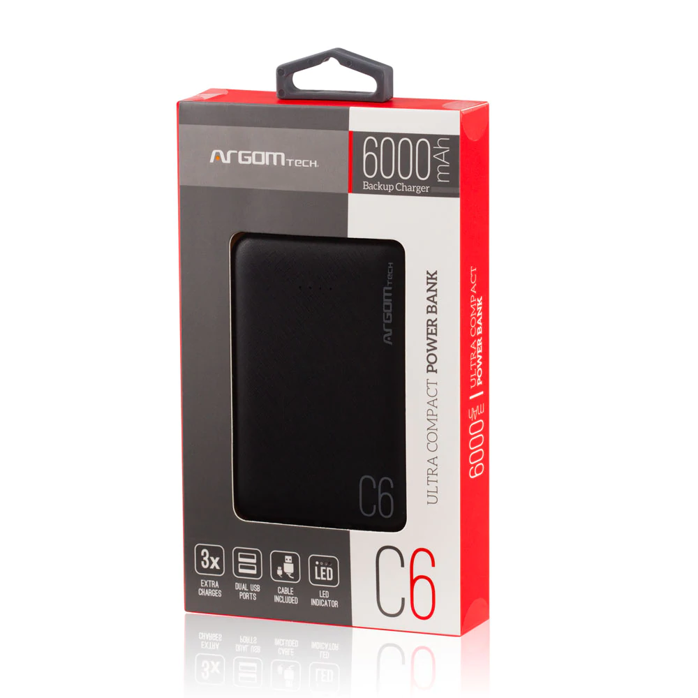 Ultra Compact Portable Power Bank For Charging Two Gagets (6000MAH) - Image 3