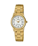 Casio Analog Water Resistant Tri-Fold Clasp Watch with White Face